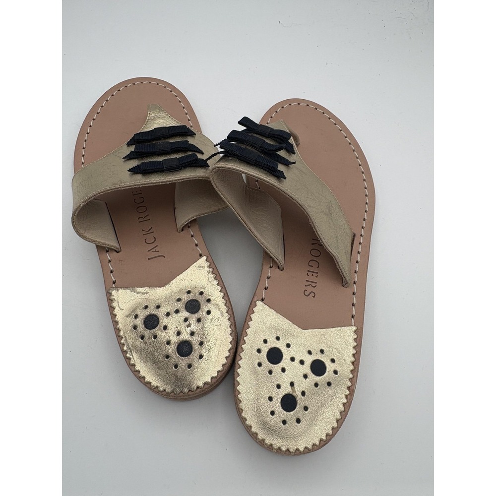Jack Rogers Macie Bow leather flat‎ sandal Womens size 5 NWB - Picture 4 of 5